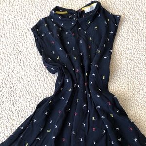 Navy Patterned Women's Blouse